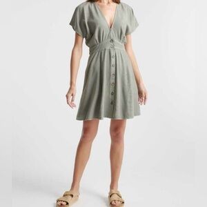Quince Vintage Wash Tencel Button Front Dress